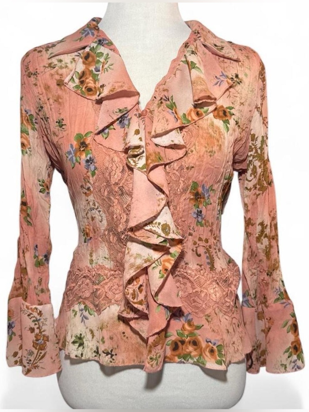 Y2K Romantic Floral Ruffle Women's Top